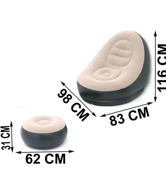 Inflatable Leisure Sofa Chair with Ottoman | Air Lounge Chair for Reading, Gaming, Relaxing & Sleeping | Comfortable Ergonomic Design