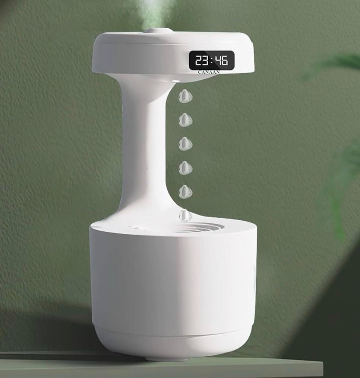 Anti-Gravity Humidifier with Digital Clock | Floating Water Drop Effect | USB Rechargeable