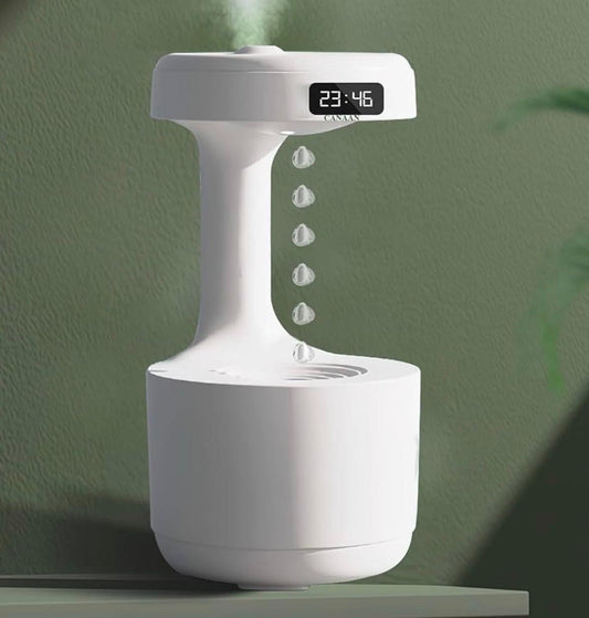 Anti-Gravity Humidifier with Digital Clock | Floating Water Drop Effect | USB Rechargeable