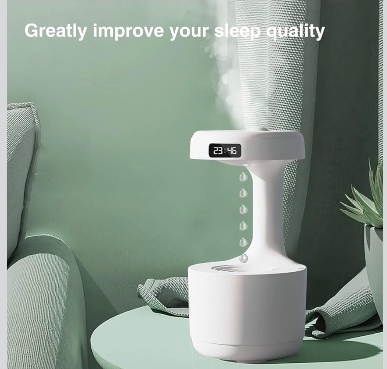 Anti-Gravity Humidifier with Digital Clock | Floating Water Drop Effect | USB Rechargeable