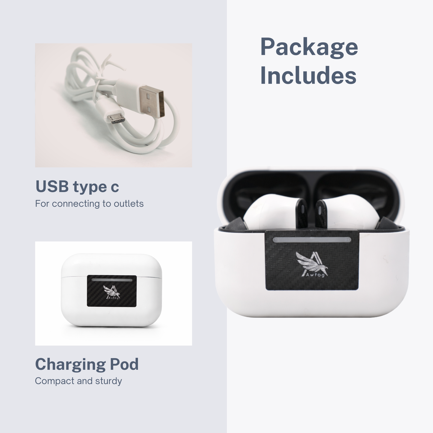 Awtog Beat Pods Wireless Earbuds | Powerful Bass | Bluetooth V5.4 | TWS